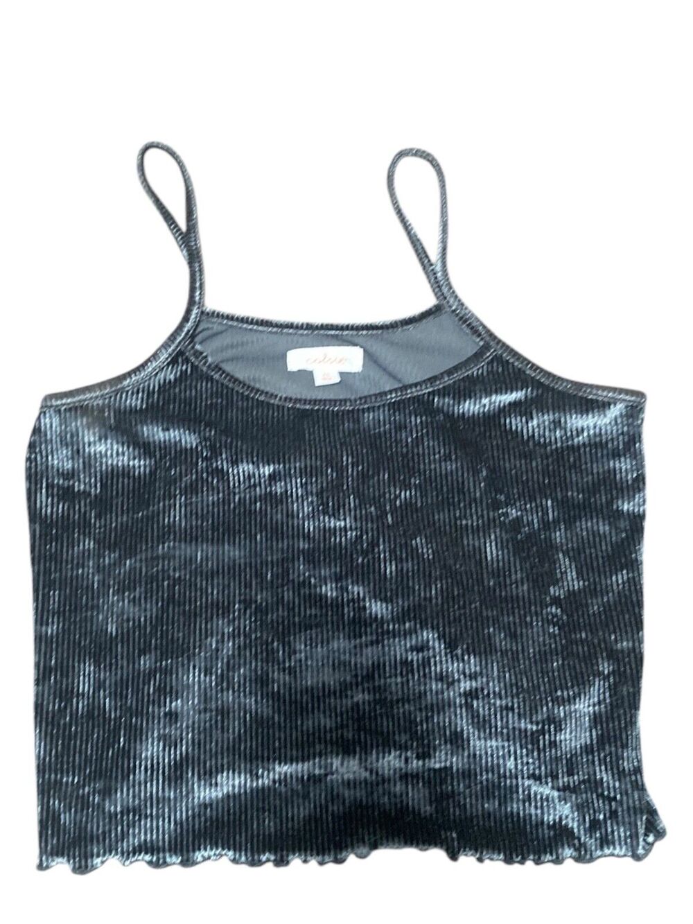 Colsie Black Velvet Ribbed Crop Top Tank Womens XS Spaghetti Straps